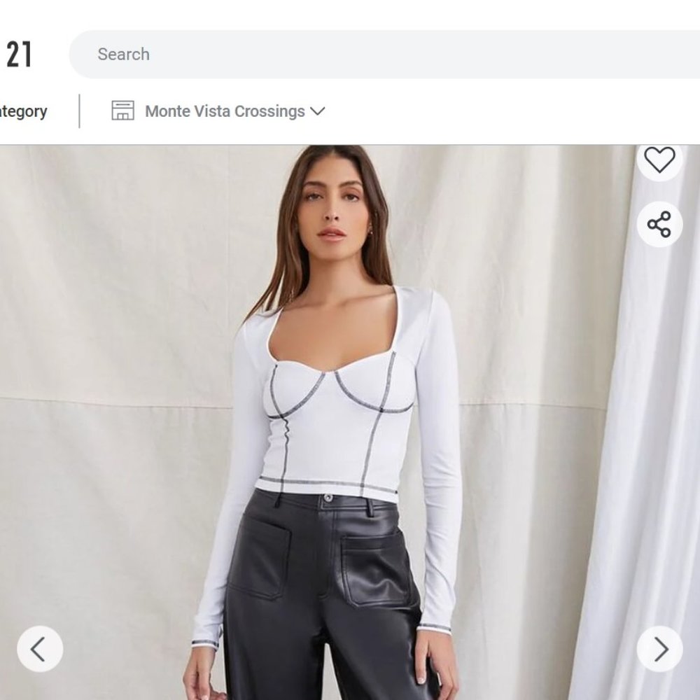 forever21  Contrast-Seam Sweetheart Top